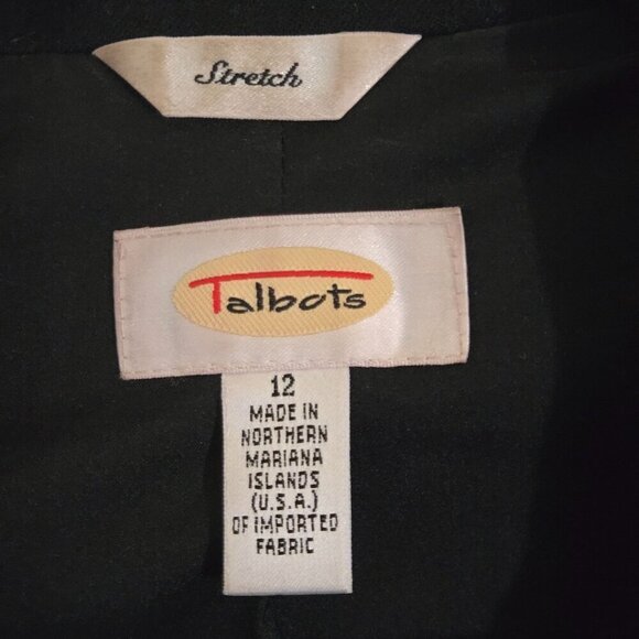 Talbots Vintage Black Stretch Wool Notch Collar Classic Blazer Size 12 - Picture 4 of 5